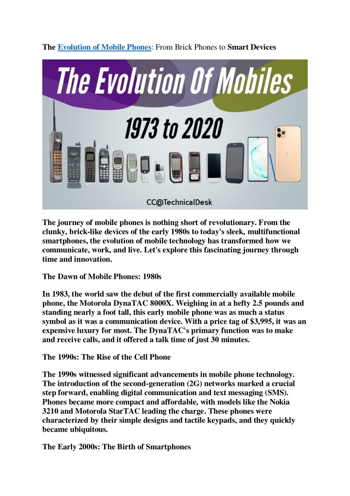 the evolution of mobile phones from brick phones n.w