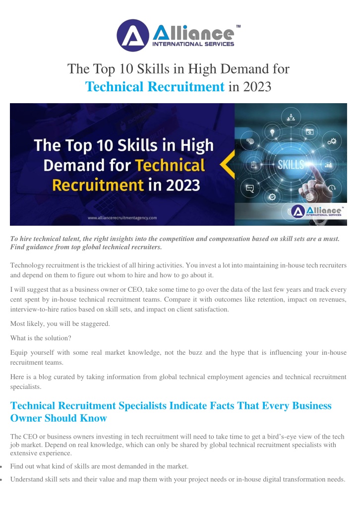 the top 10 skills in high demand for technical n.w