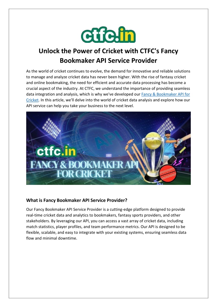 unlock the power of cricket with ctfc s fancy n.w