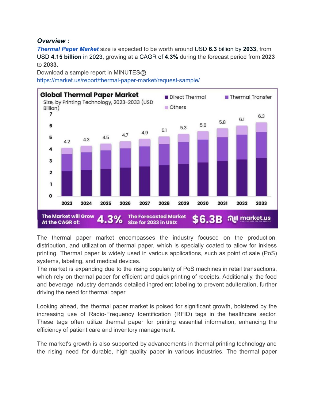 overview thermal paper market size is expected l.w