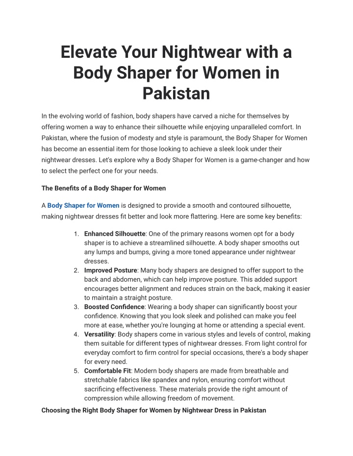 elevate your nightwear with a body shaper n.w
