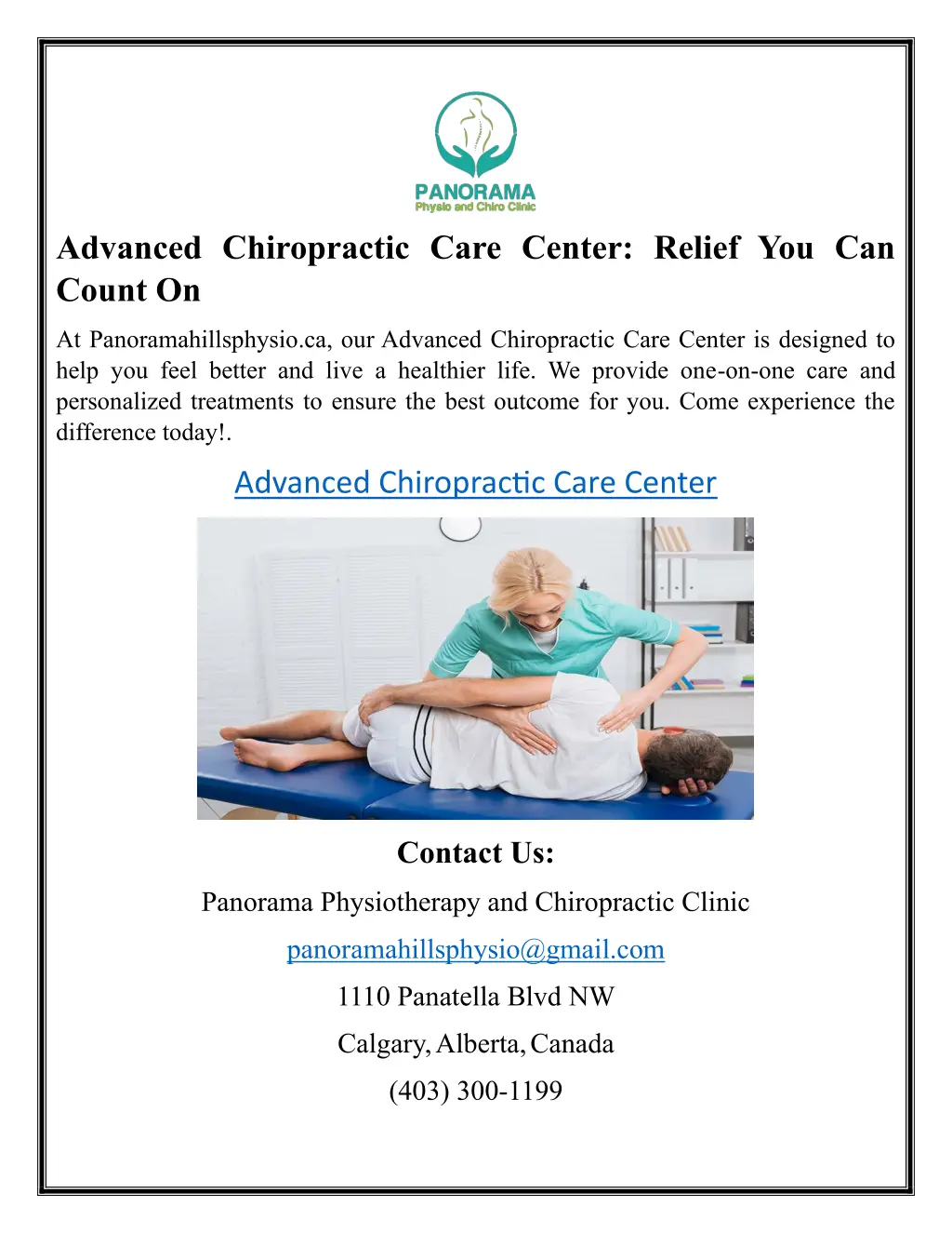 advanced chiropractic care center relief n.
