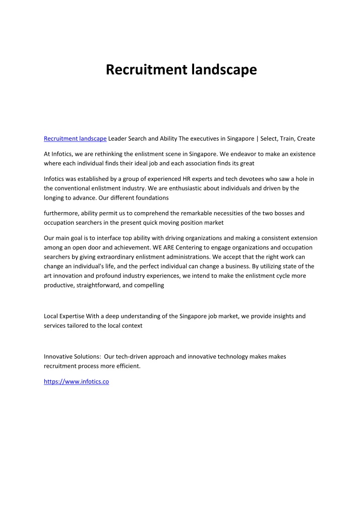 recruitment landscape n.w