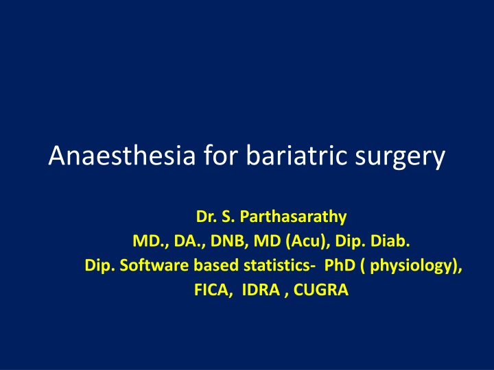 Comprehensive Guide to Anesthesia for Bariatric Surgery