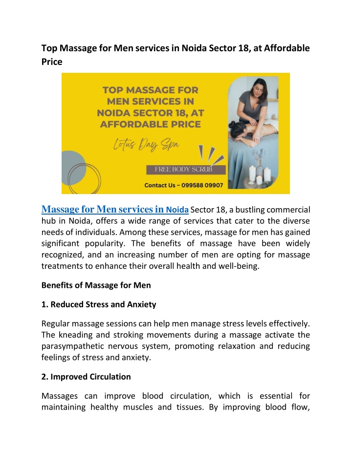 top massage for men services in noida sector n.w