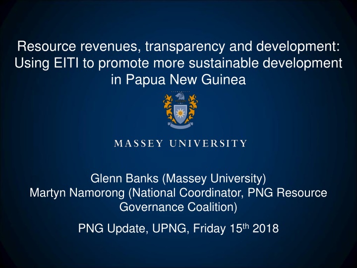 Utilizing EITI for Sustainable Development in Papua New Guinea