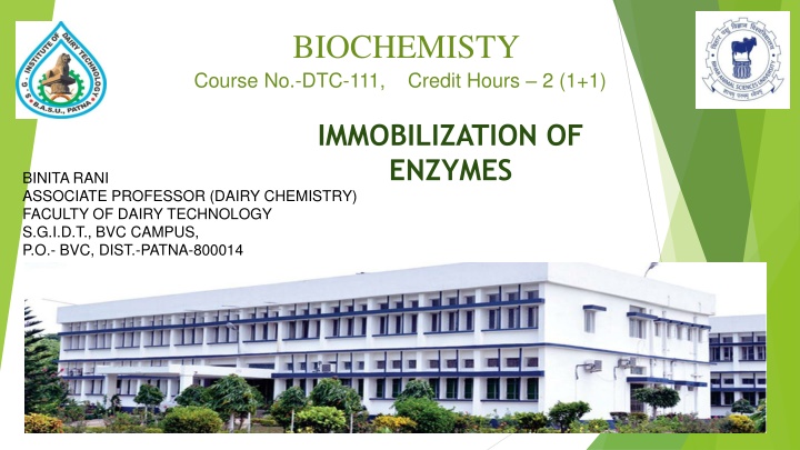 Immobilization of Enzymes in Biochemistry