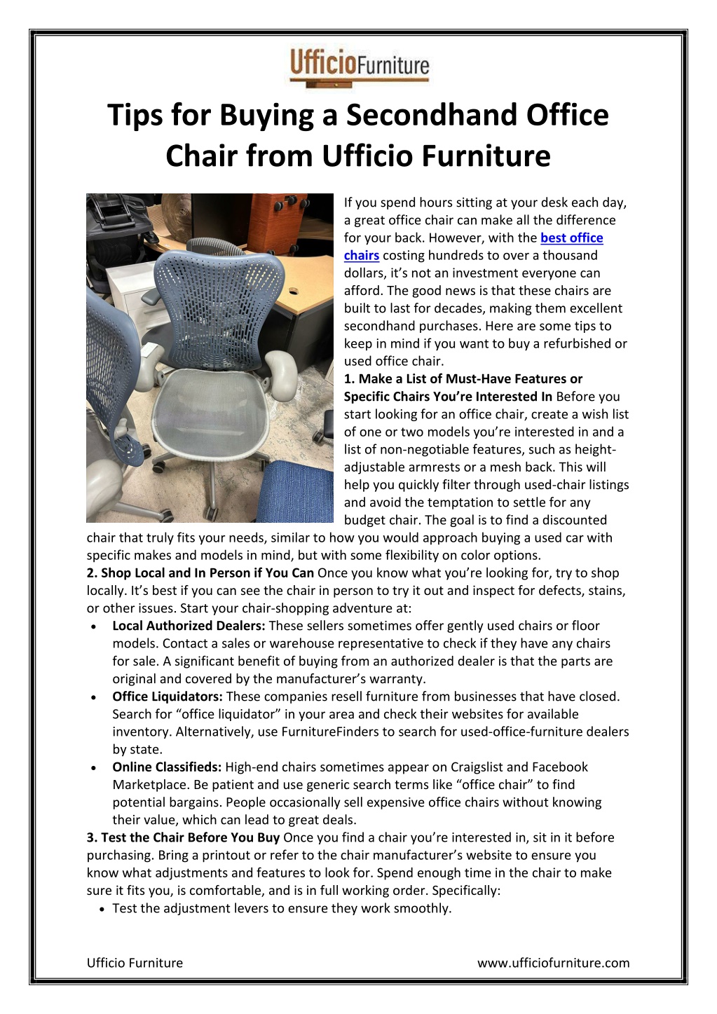 tips for buying a secondhand office chair from l.w