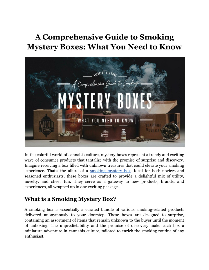 a comprehensive guide to smoking mystery boxes n.w