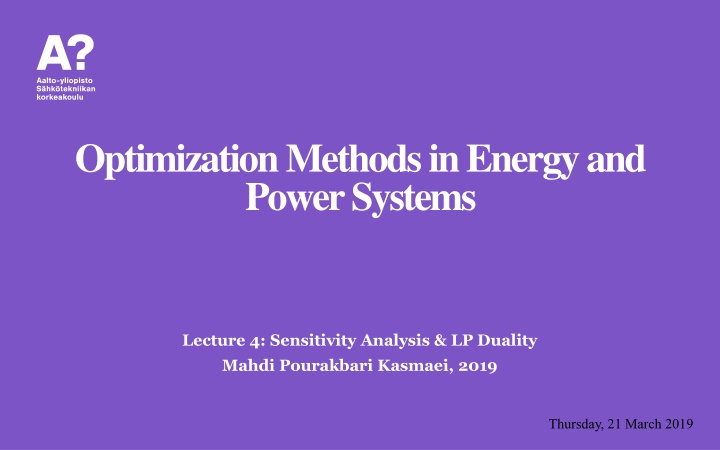 Sensitivity Analysis and LP Duality in Optimization Methods