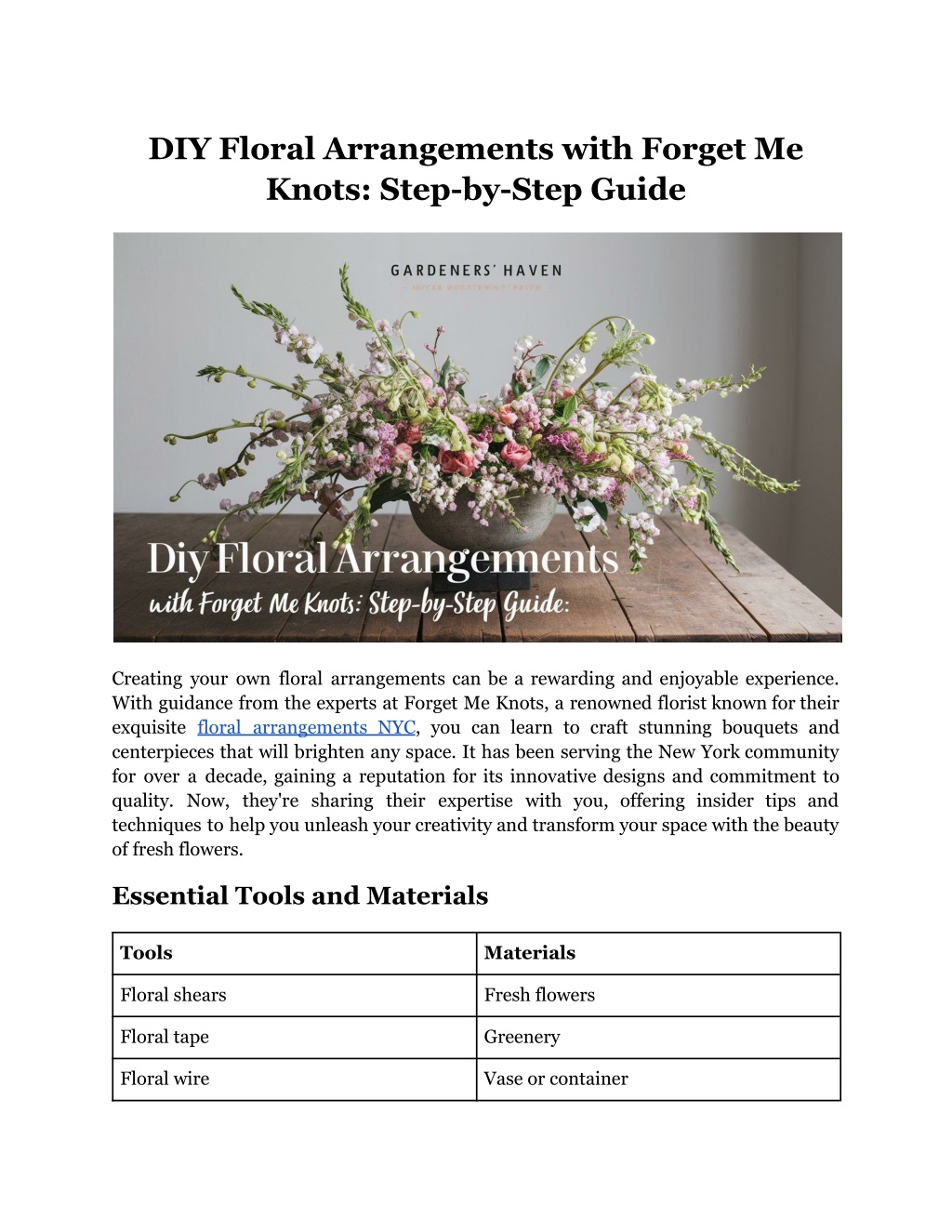 diy floral arrangements with forget me knots step l.w