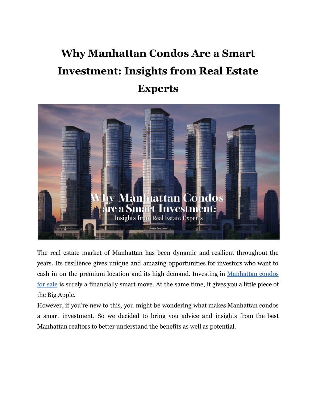 why manhattan condos are a smart l.w