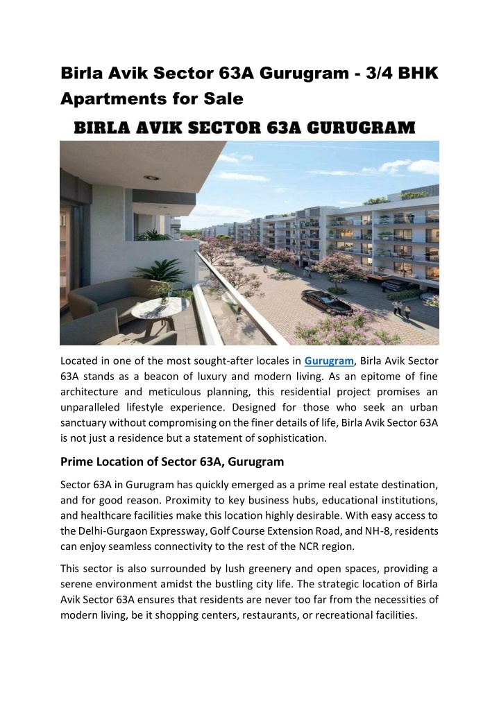 birla avik sector 63a gurugram 3 4 bhk apartments n.w