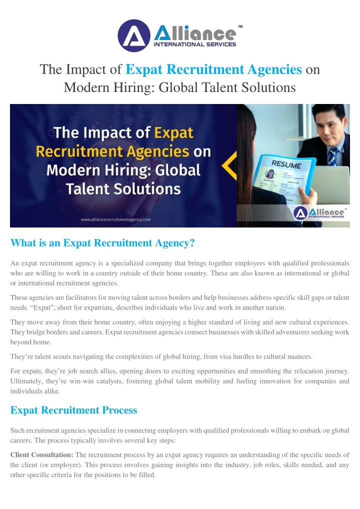the impact of expat recruitment agencies n.w