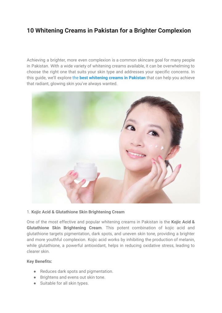 10 whitening creams in pakistan for a brighter n.w