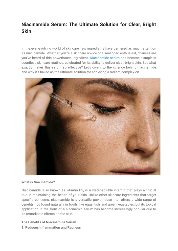 niacinamide serum the ultimate solution for clear n.w