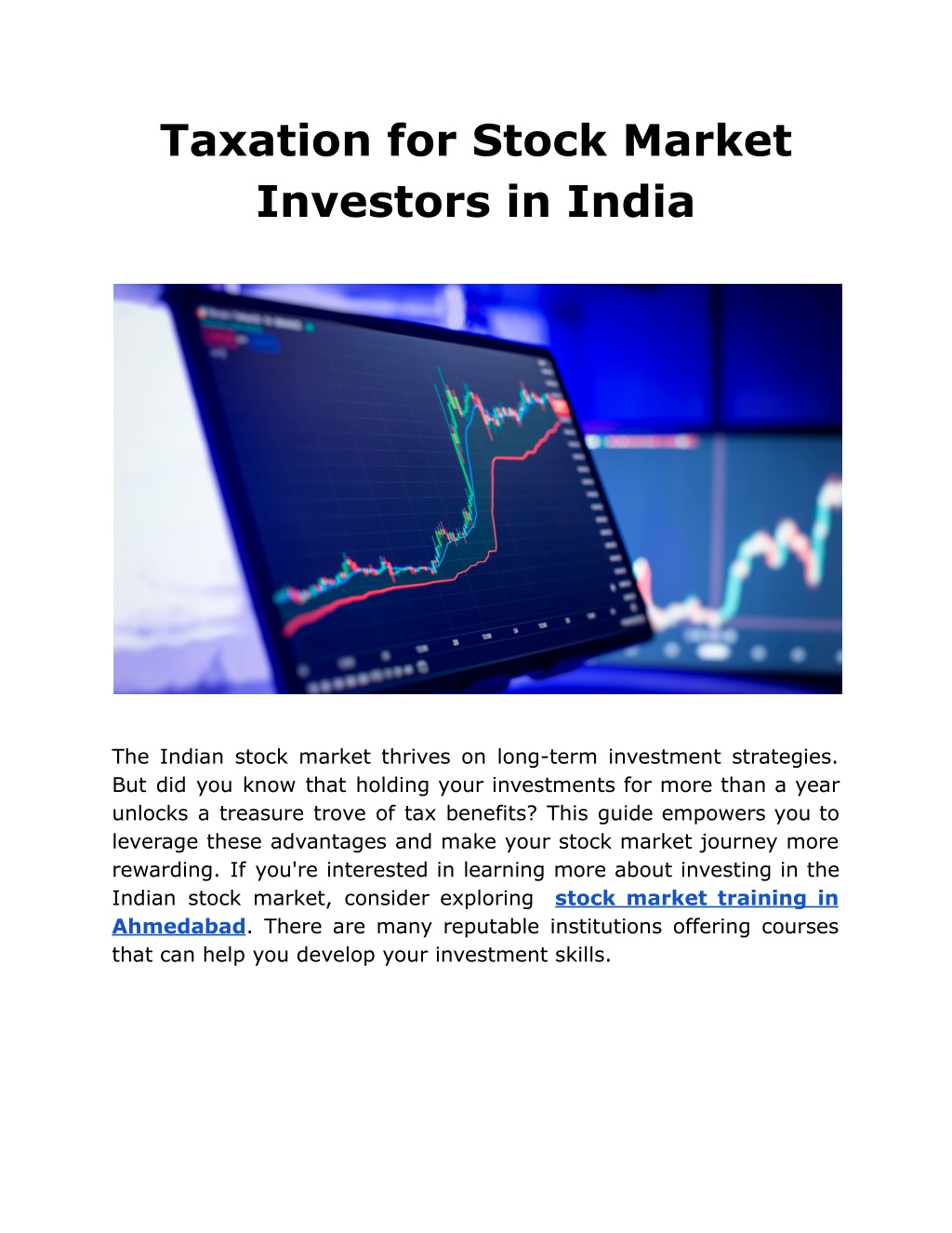 taxation for stock market investors in india l.w