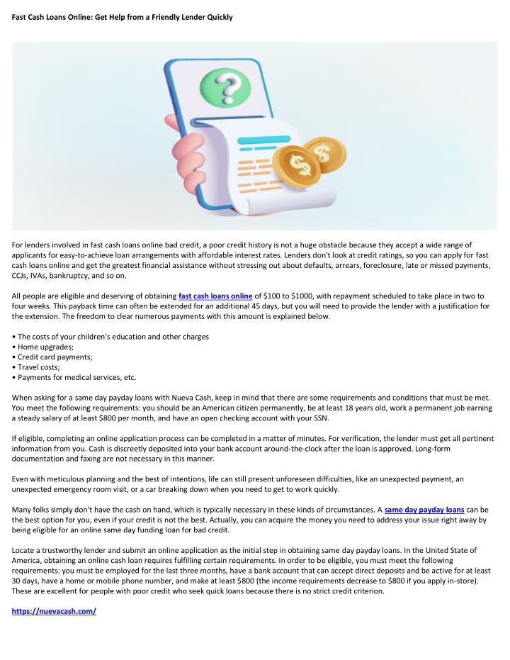 fast cash loans online get help from a friendly n.w