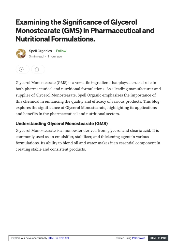 examining the significance of glycerol n.w