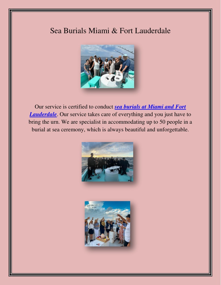 sea burials miami fort lauderdale n.w