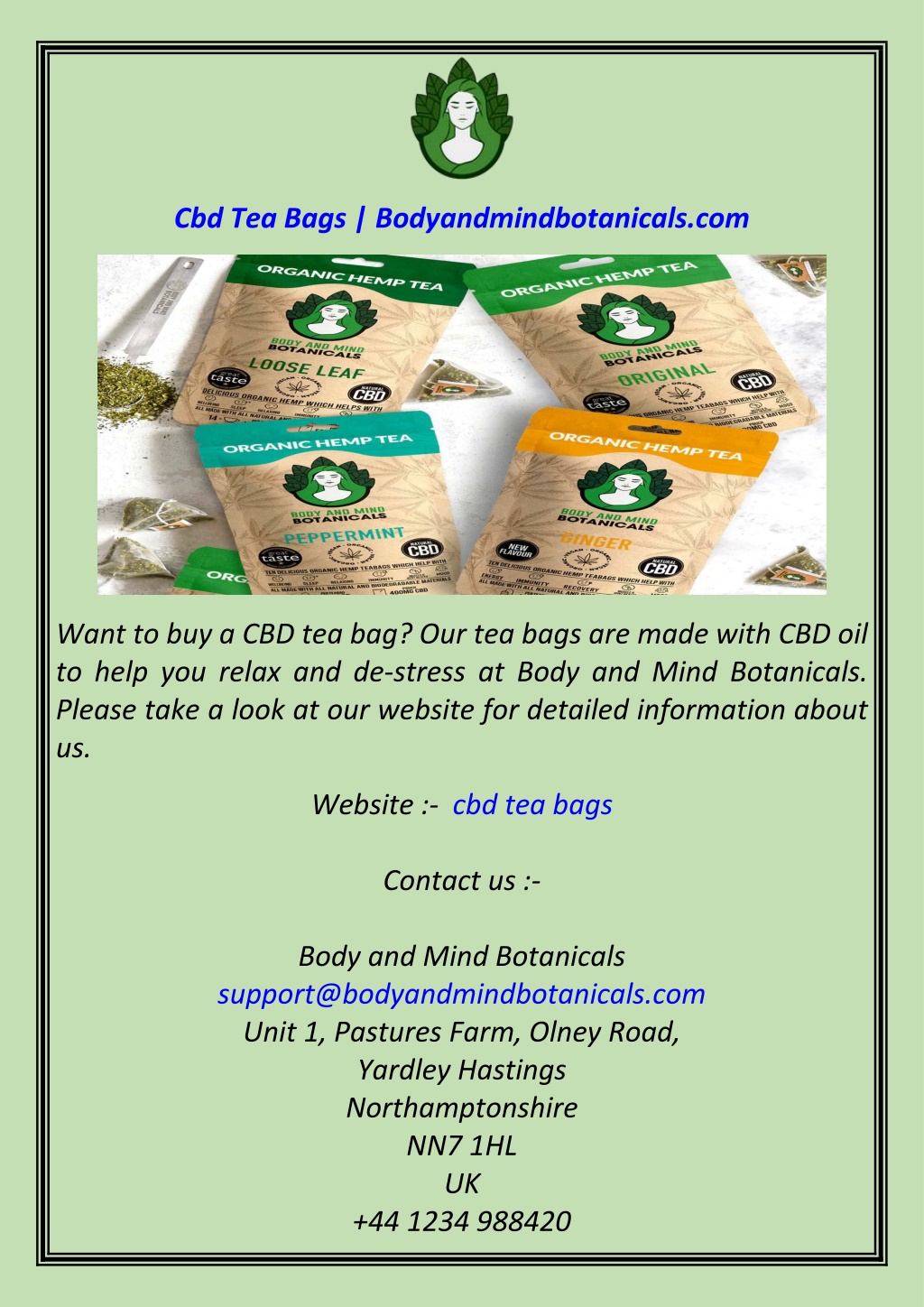 cbd tea bags bodyandmindbotanicals com l.w