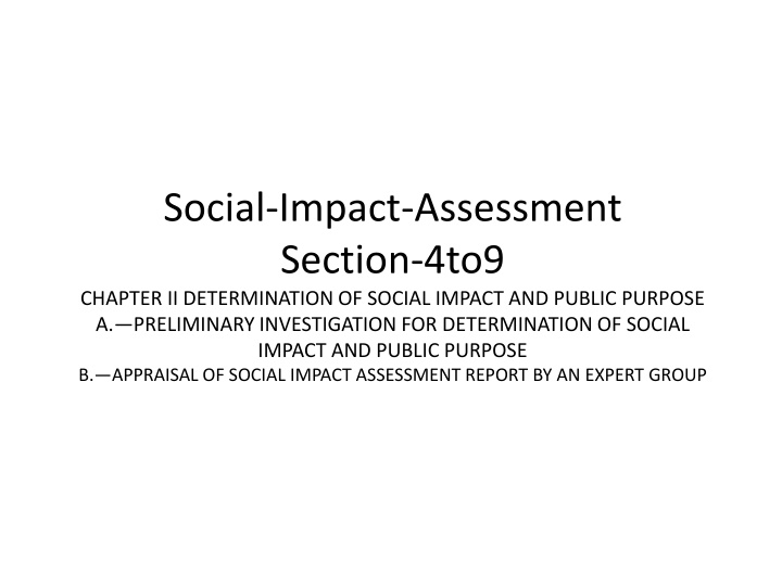 Social Impact Assessment Process