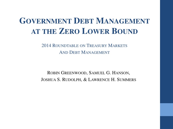 Government Debt Management at the Zero Lower Bound: A Roundtable Discussion