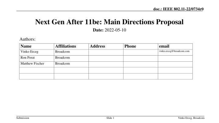 Proposed Main Directions for Next-Gen IEEE 802.11 Standard