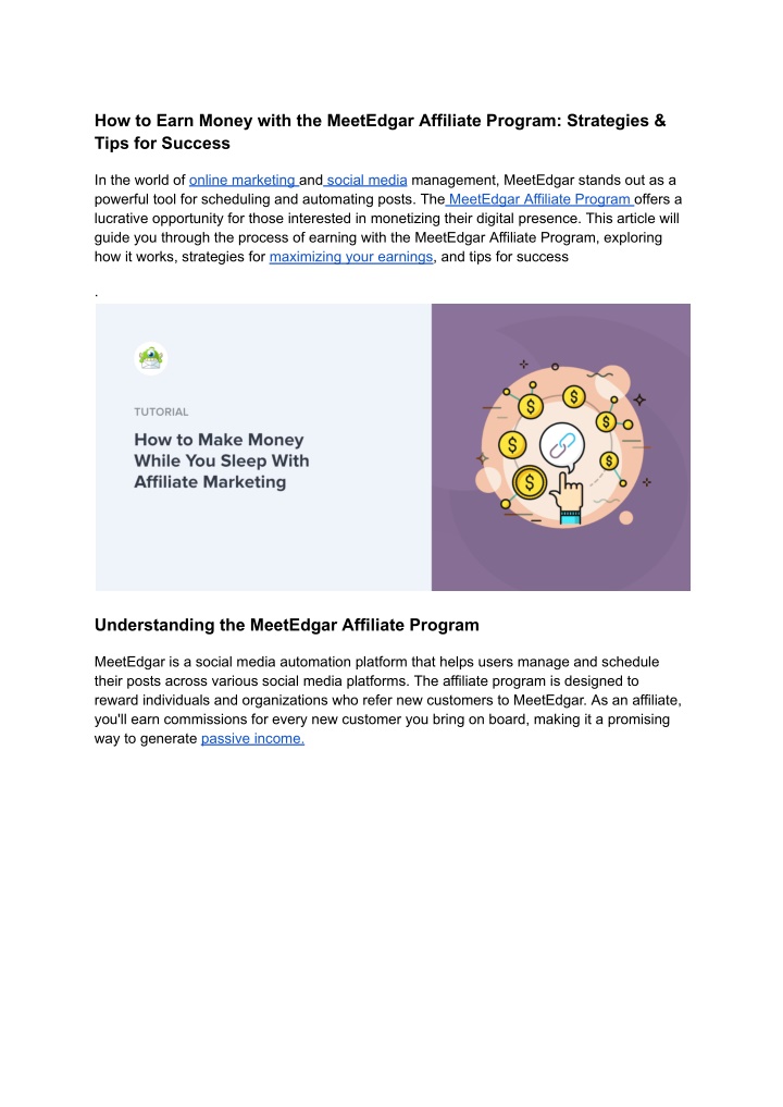 how to earn money with the meetedgar affiliate n.w