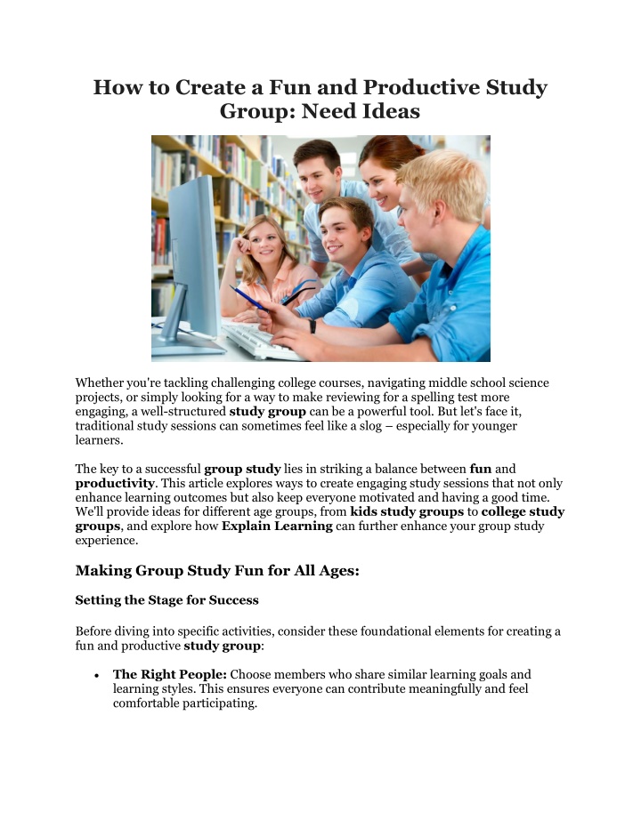 how to create a fun and productive study group n.w