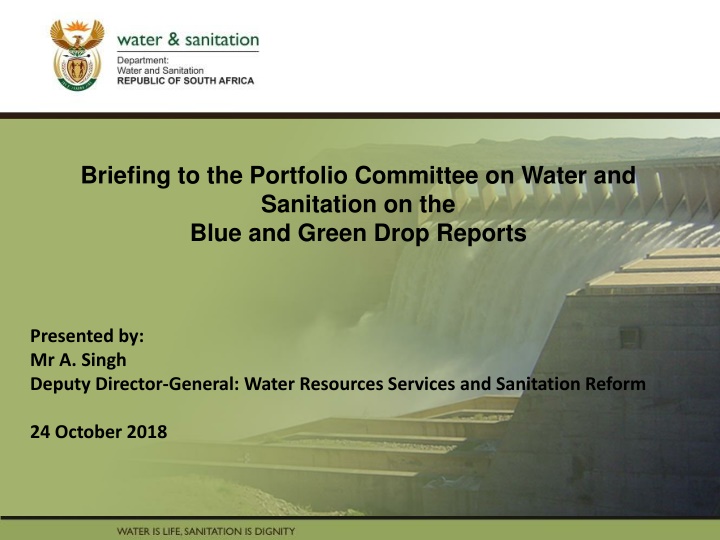 Blue and Green Drop Reports Presentation to Portfolio Committee on Water and Sanitation
