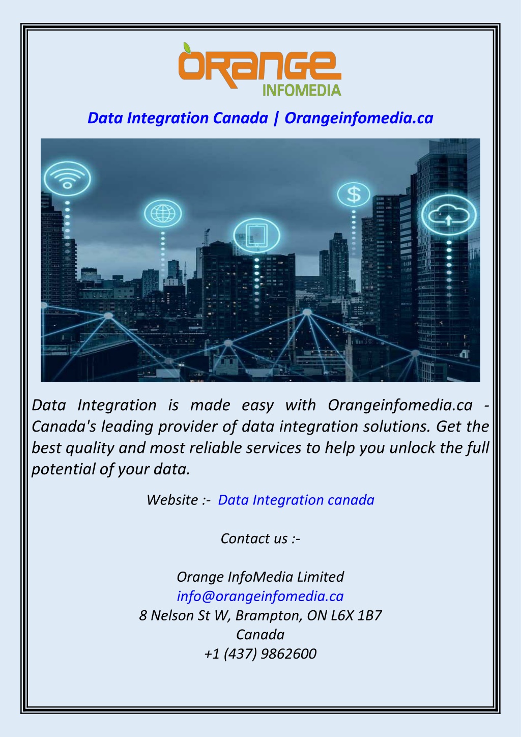 data integration canada orangeinfomedia ca l.w