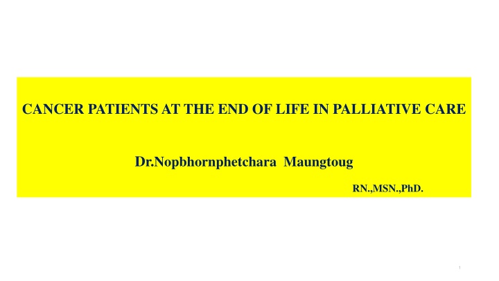 Palliative Care for Cancer Patients at the End of Life: A Global Perspective