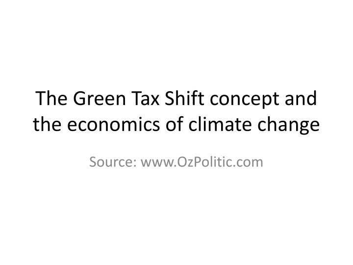 The Economics of Green Tax Shift for Climate Change Mitigation