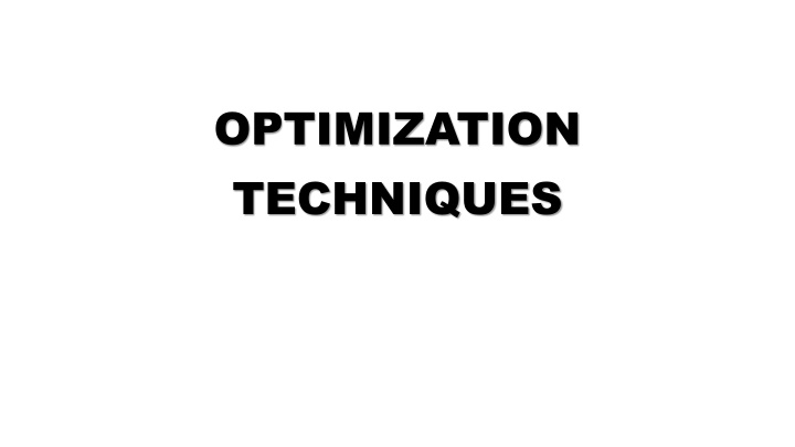 Optimization Techniques for Design Problems
