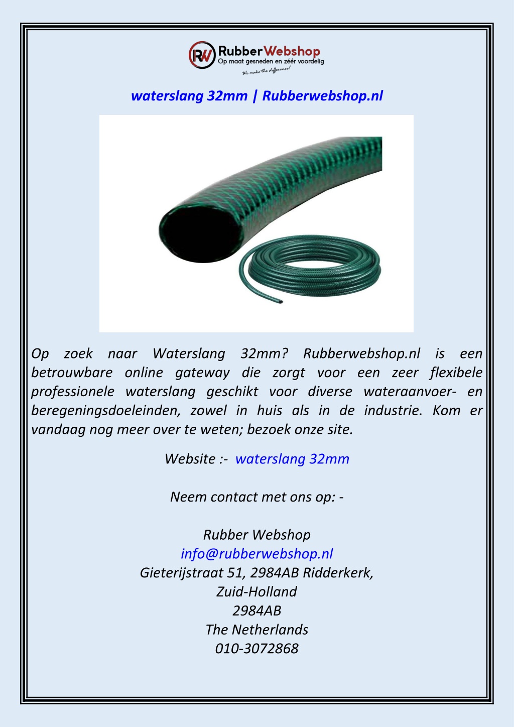 waterslang 32mm rubberwebshop nl l.w