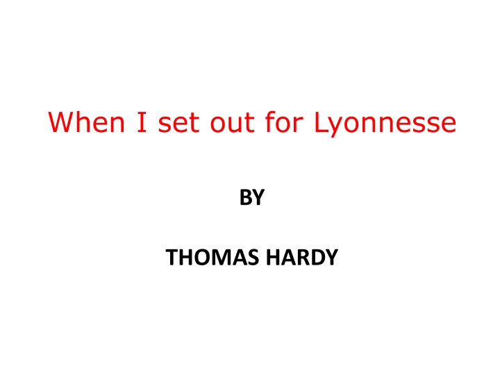 Exploration of Thomas Hardy's Poem 