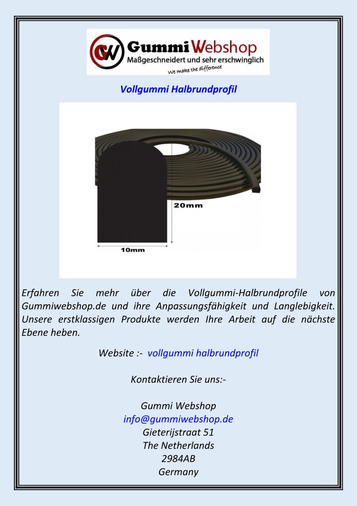 vollgummi halbrundprofil n.w