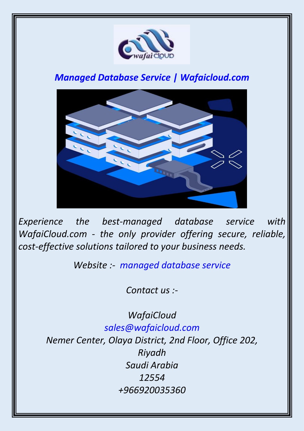 managed database service wafaicloud com l.w