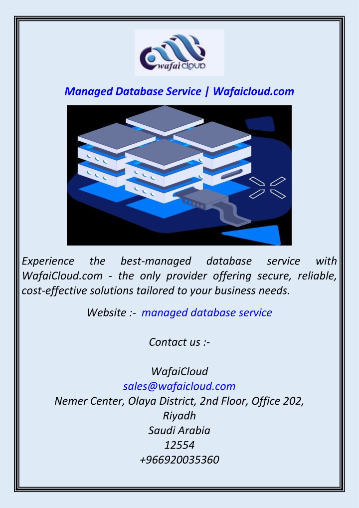 managed database service wafaicloud com n.w