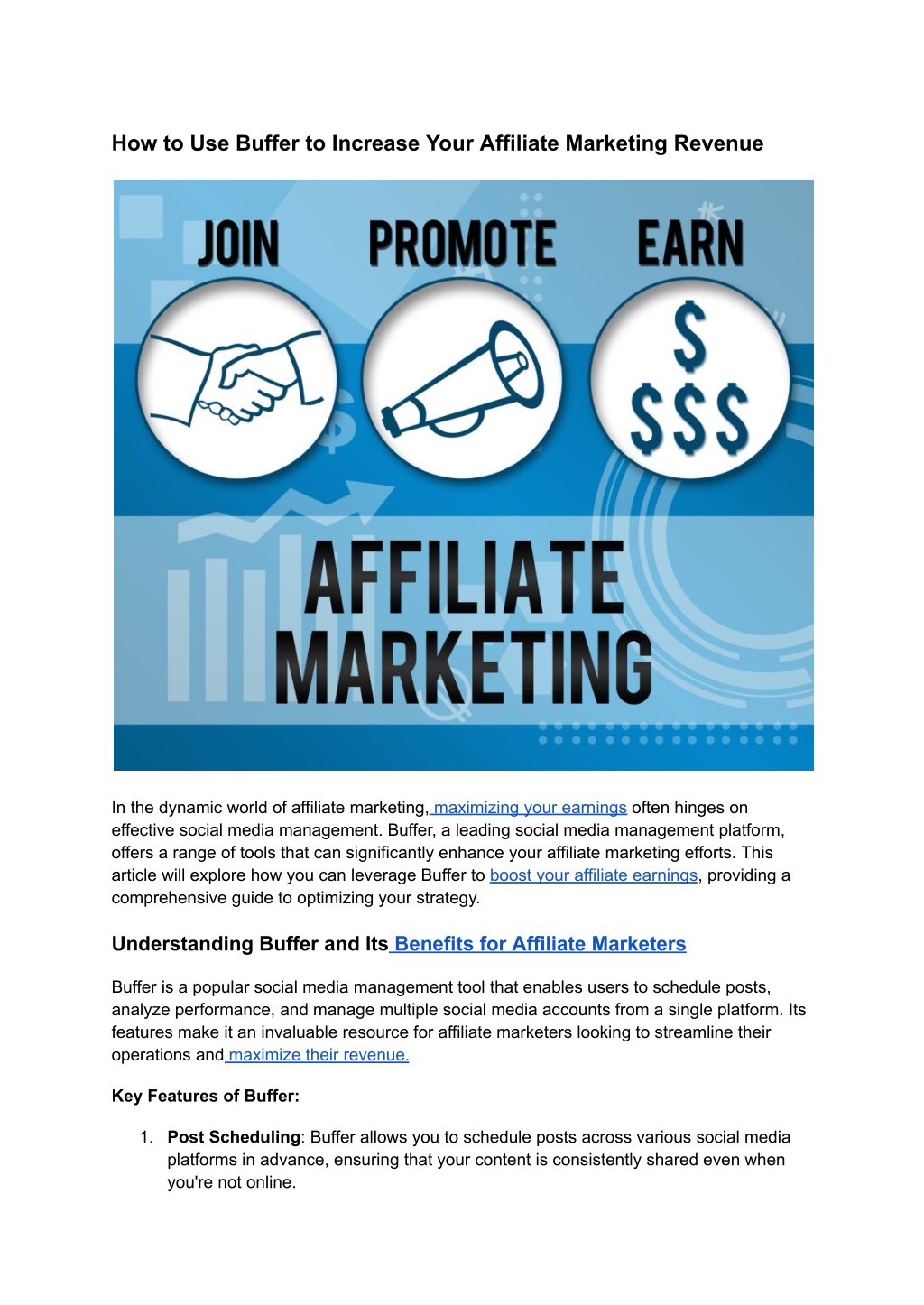 how to use buffer to increase your affiliate l.w