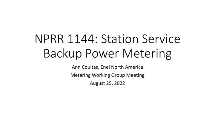 Proposal NPRR.1144: Station Backup Power Requirements Exception