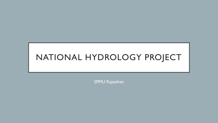 National Hydrology Project Progress Report