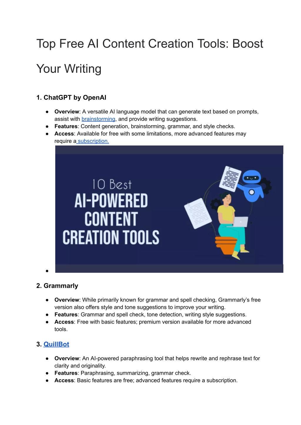 top free ai content creation tools boost l.w