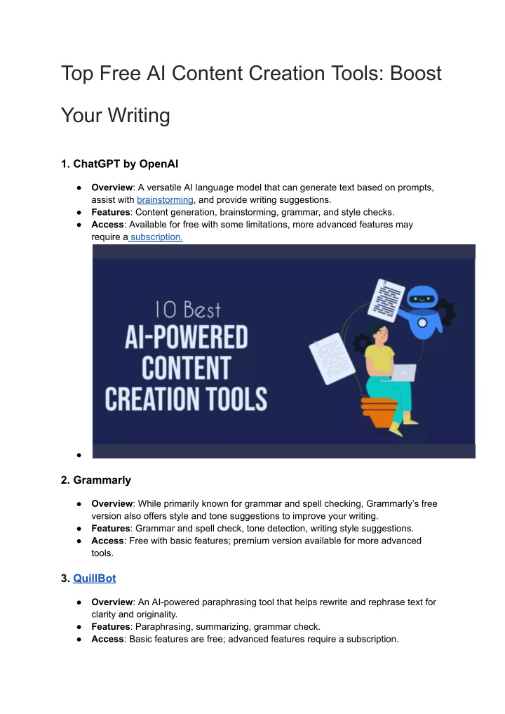 top free ai content creation tools boost n.w