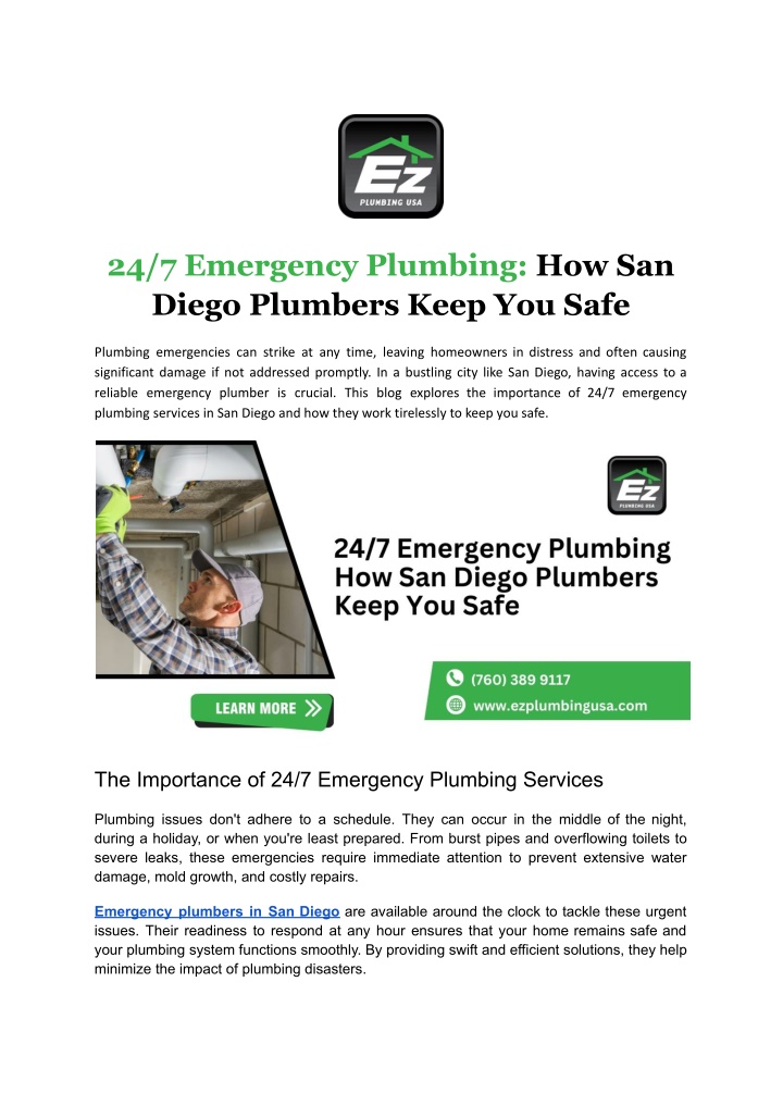 24 7 emergency plumbing how san diego plumbers n.w