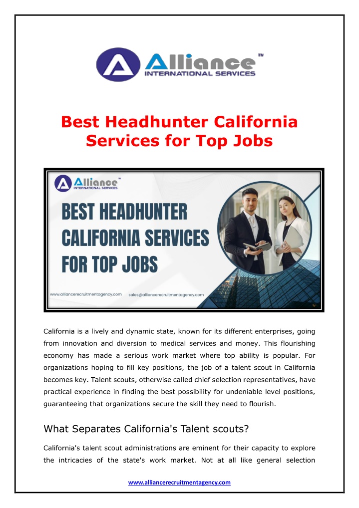 best headhunter california services for top jobs n.w