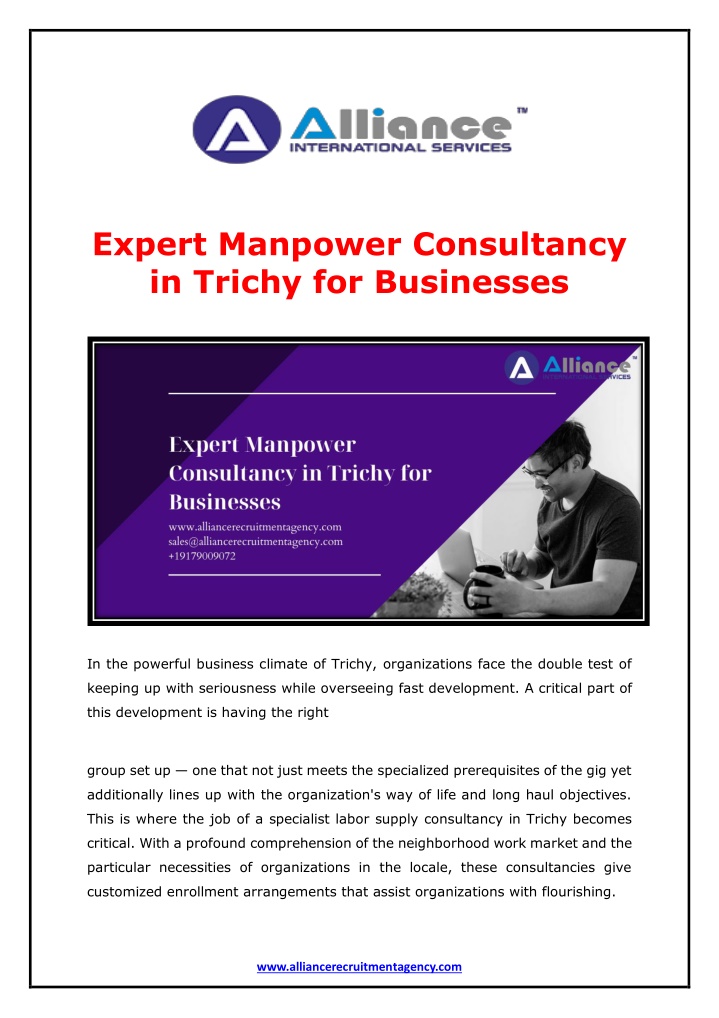 expert manpower consultancy in trichy n.w