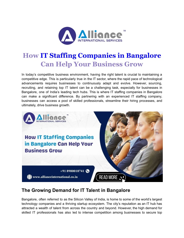 how it staffing companies in bangalore can help n.w