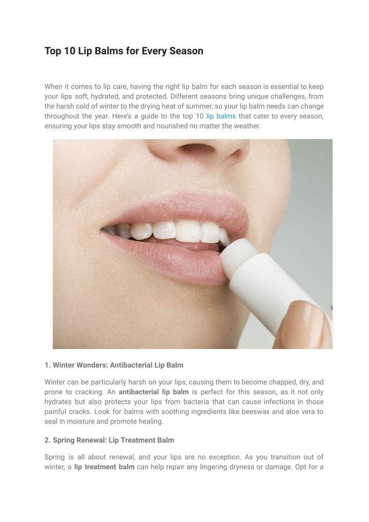 top 10 lip balms for every season n.w